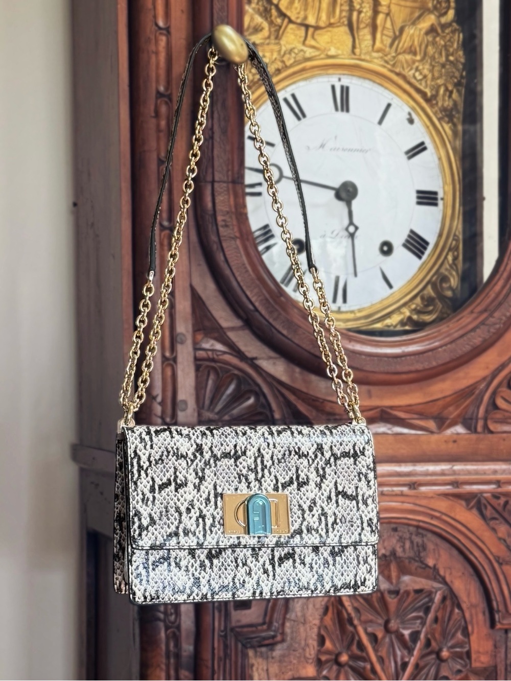 Discontinued Furla 1927 Python Embossed  Crossbody Mini Purse - NEW W TAGS